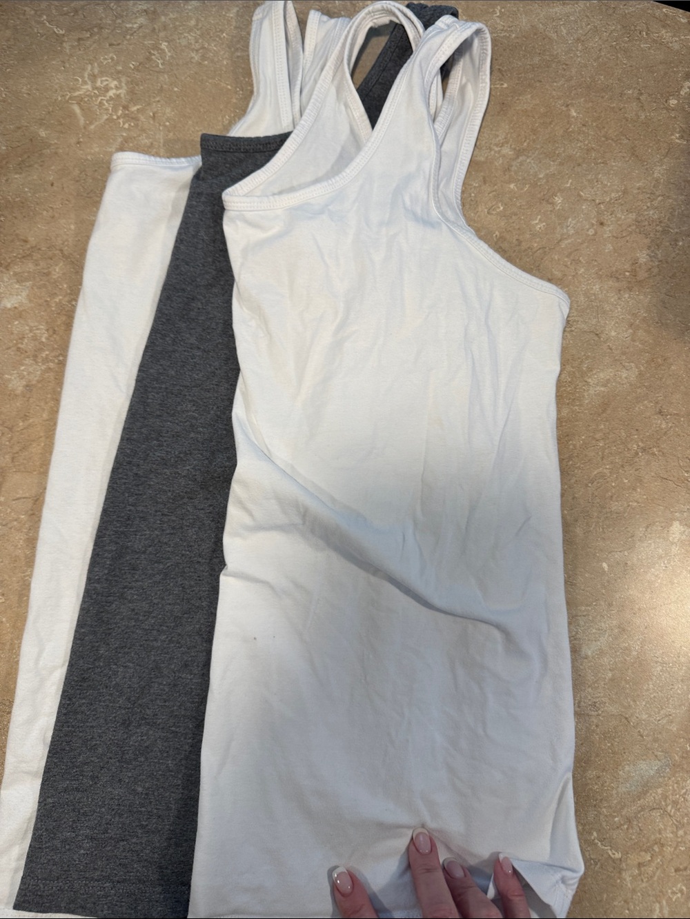 Three-Pack Tank Tops -  2-White & 1- Charcoal